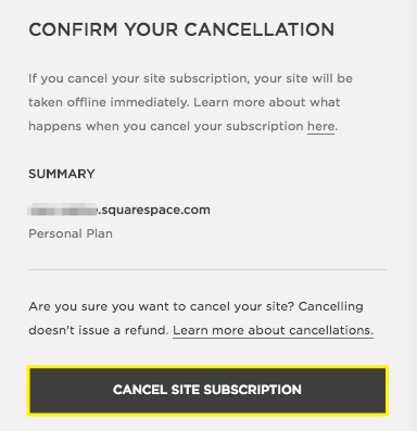 subscription cancel website site squarespace cancelling subscriptions cancelled