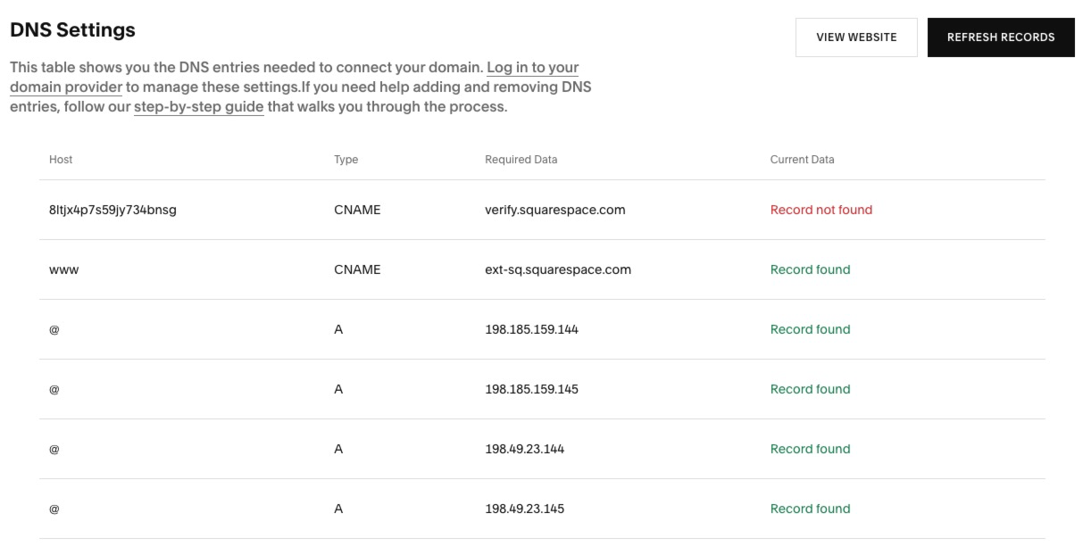 Connecting a third-party domain to your Squarespace site 