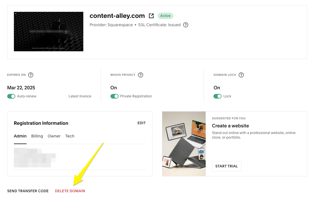 Canceling a Squarespace domain – Squarespace Help Center