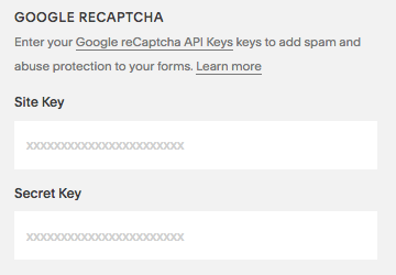 The External API Keys panel in Squarespace.