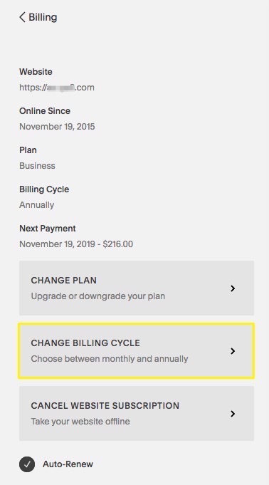 Changing Your Website Billing Plan Squarespace Help