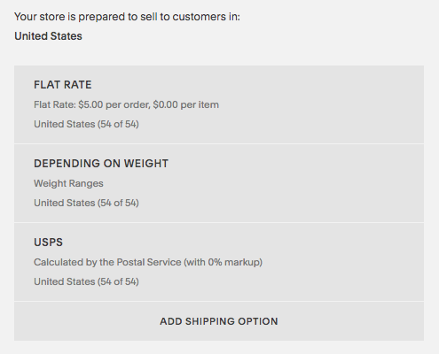 How shipping rates appear in the Shipping panel.