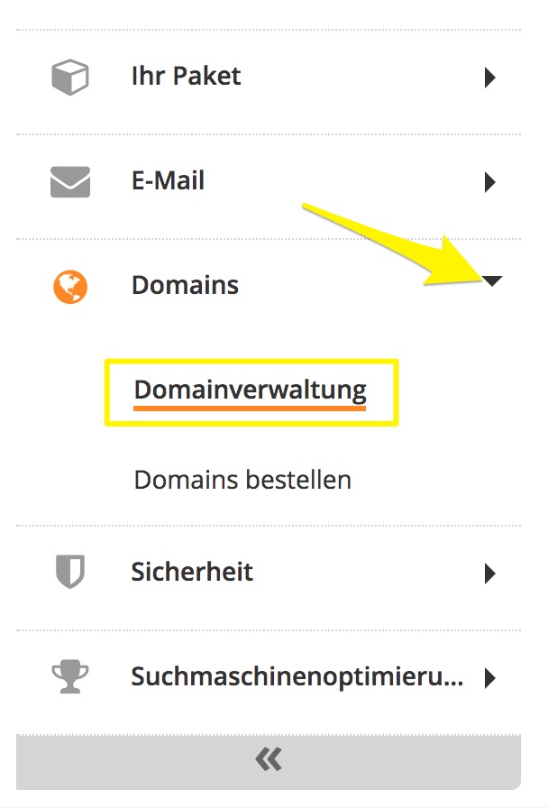 open strato domain settings