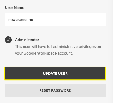 Panel to change your username