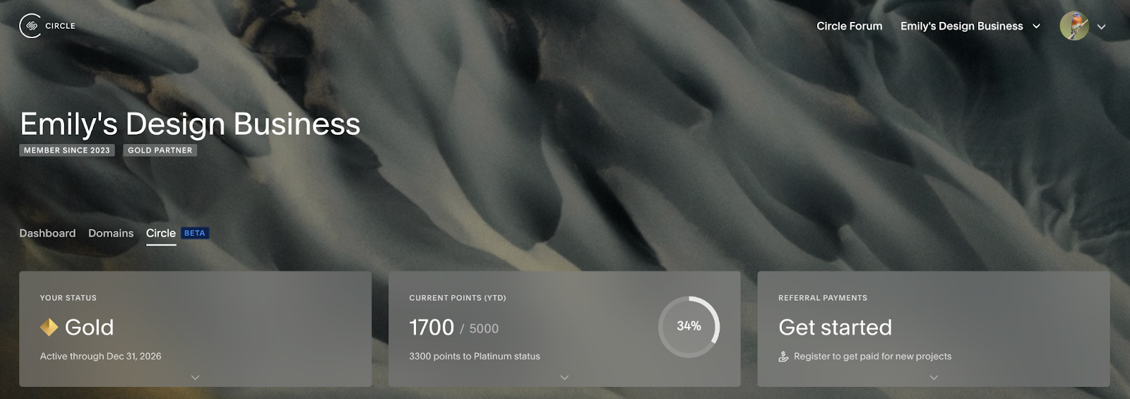 circle dashboard screenshot