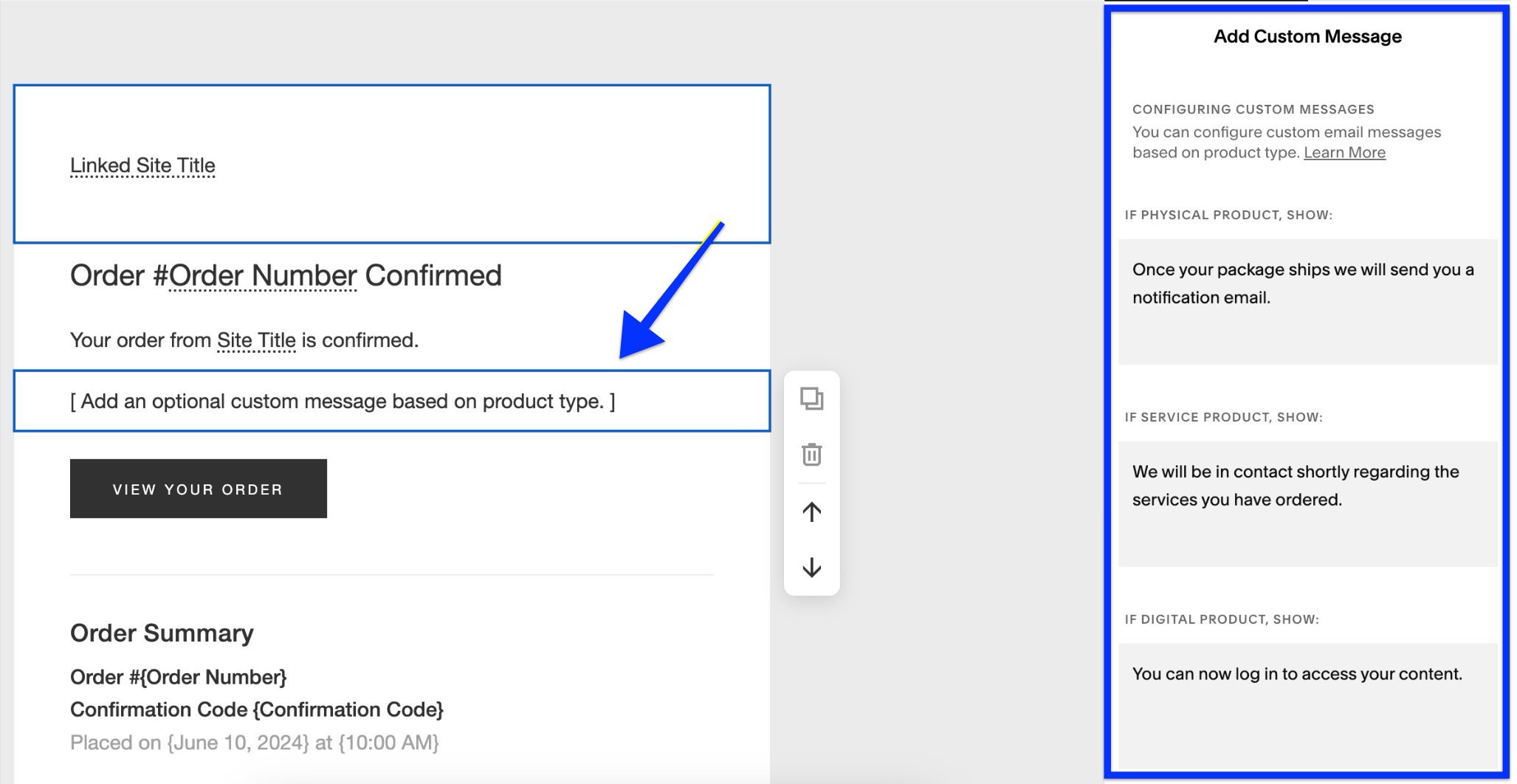 adding a custom message.jpg