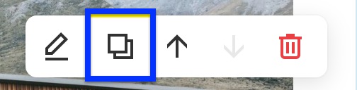 The duplicate icon on a page section