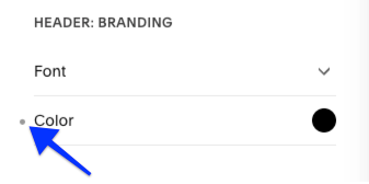 Site styles panel dot can be clicked to undo changes