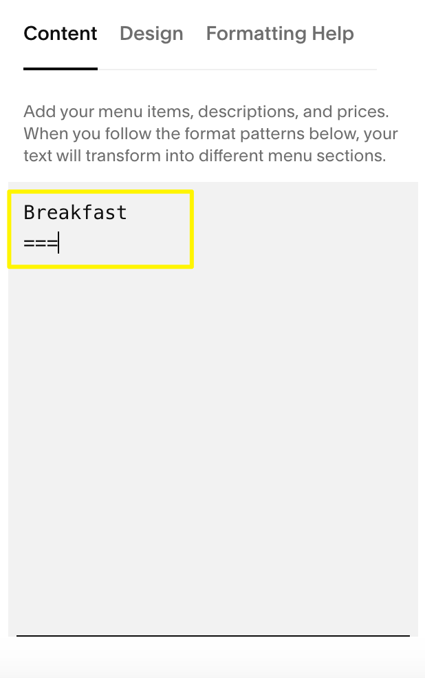 Add_the_name_of_a_menu__like_breakfast__then_add_at_least_three_equals_signs_below_it.png
